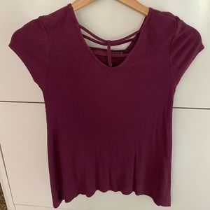 Justice girls maroon “flowy” ribbed shirt, size 10